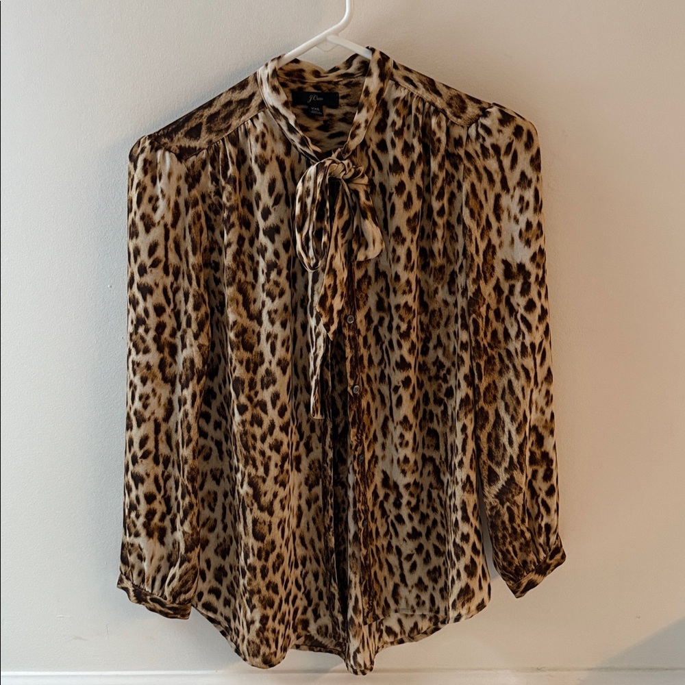 Leopard Print Button-Up Blouse